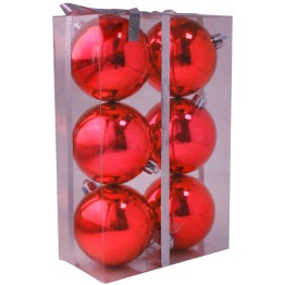 Набор глянцевых красных шариков диаметром 6 см
